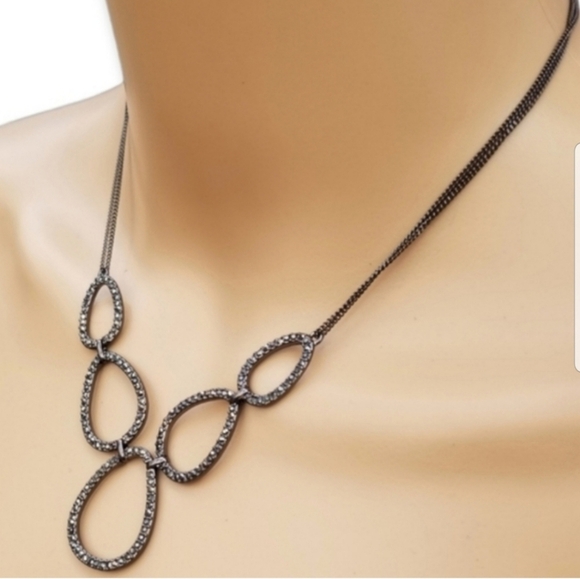 LIA SOPHIA BLACK ICE HEMATITE & MARCASITE NECKLACE - Picture 2 of 4